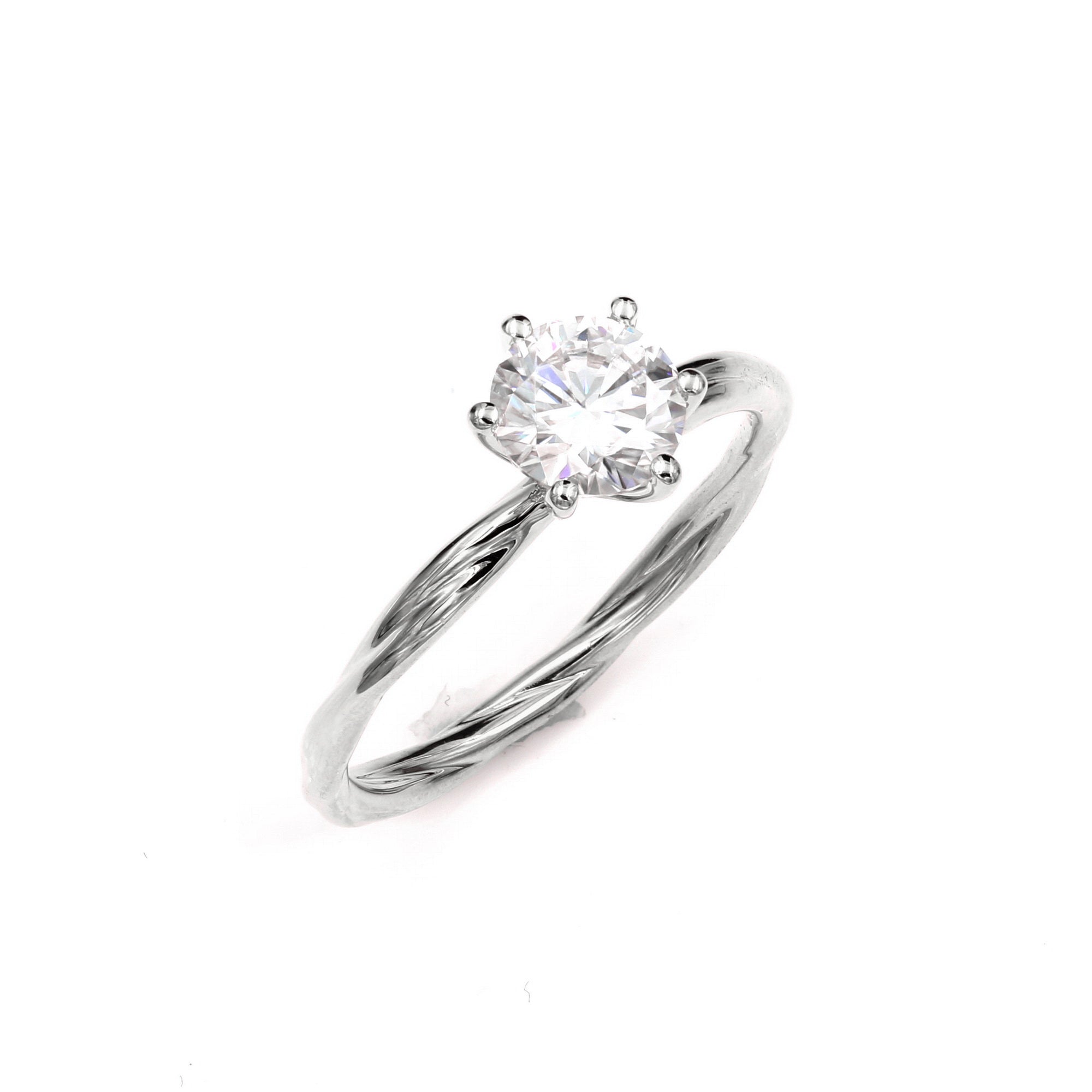 925 Silver Moissanite Twist Band Engagement Ring