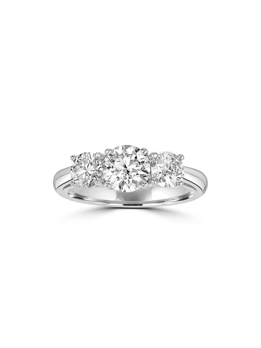 925 Silver 2.0Ctw. Three Stone Moissanite Ring