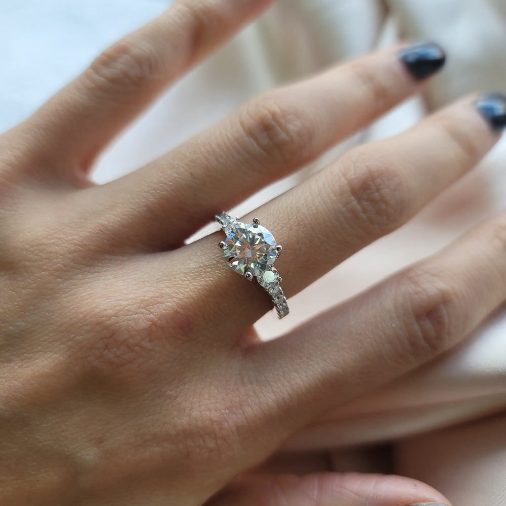 925 Silver 2.54Ctw. Round Cut Moissanite Ring