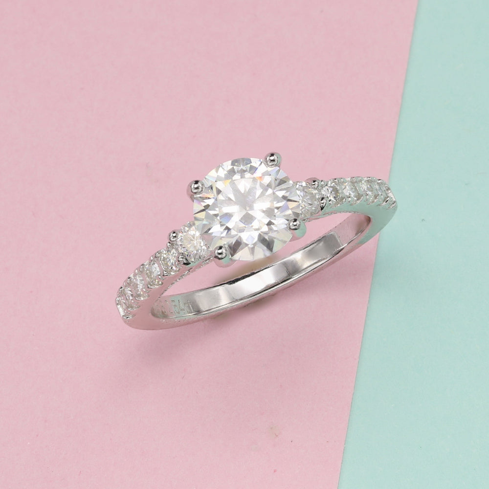 925 Silver 2.54Ctw. Round Cut Moissanite Ring