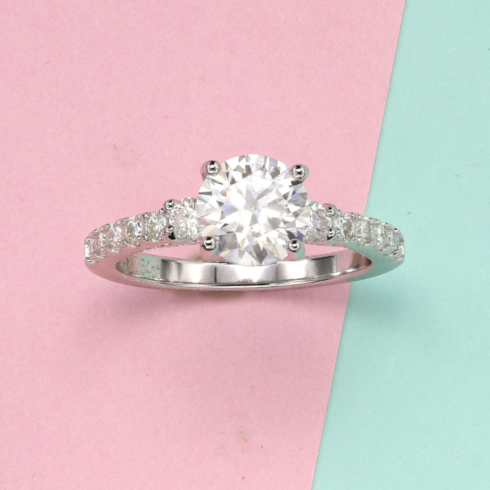 925 Silver 2.54Ctw. Round Cut Moissanite Ring