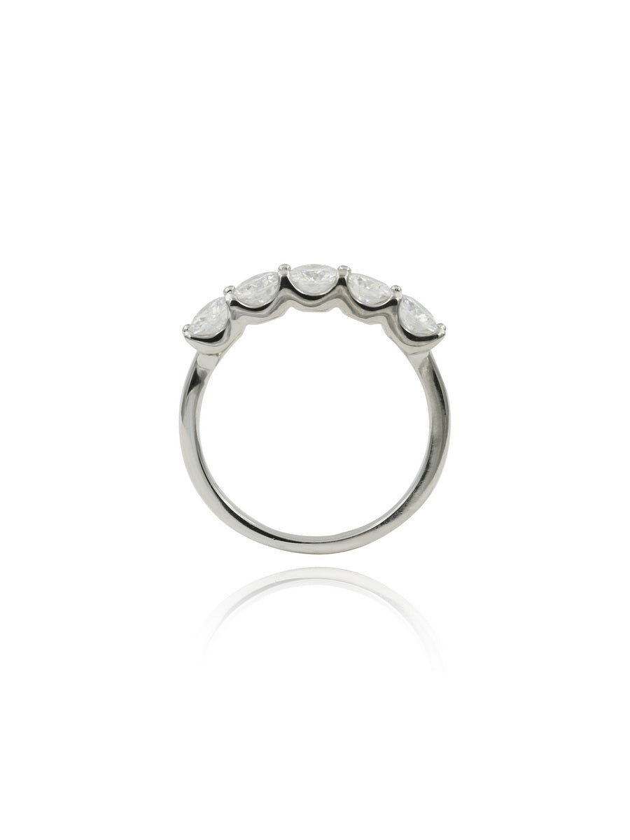 925 Silver 1.5Ctw. Five Stone Moissanite Wedding Band Ring