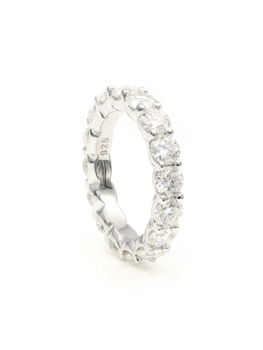 925 Silver 5.0ctw. Round Cut Moissanite Eternity Band Ring