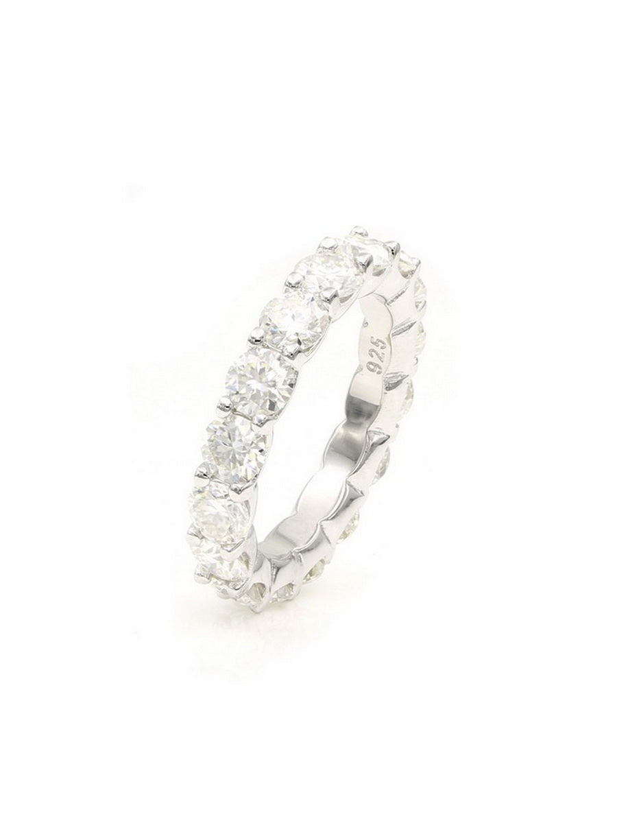 925 Silver 5.0ctw. Round Cut Moissanite Eternity Band Ring