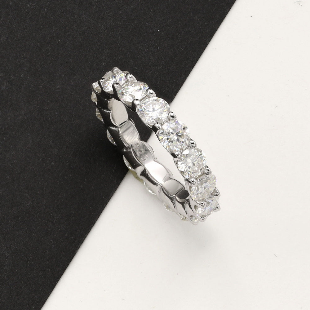 925 Silver 5.0ctw. Round Cut Moissanite Eternity Band Ring