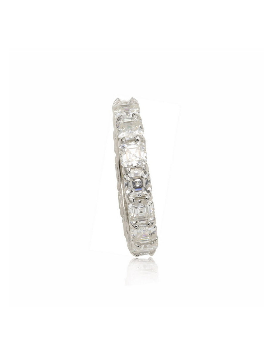 925 Silver 6.8Ctw. Asscher Cut Moissanite Eternity Band