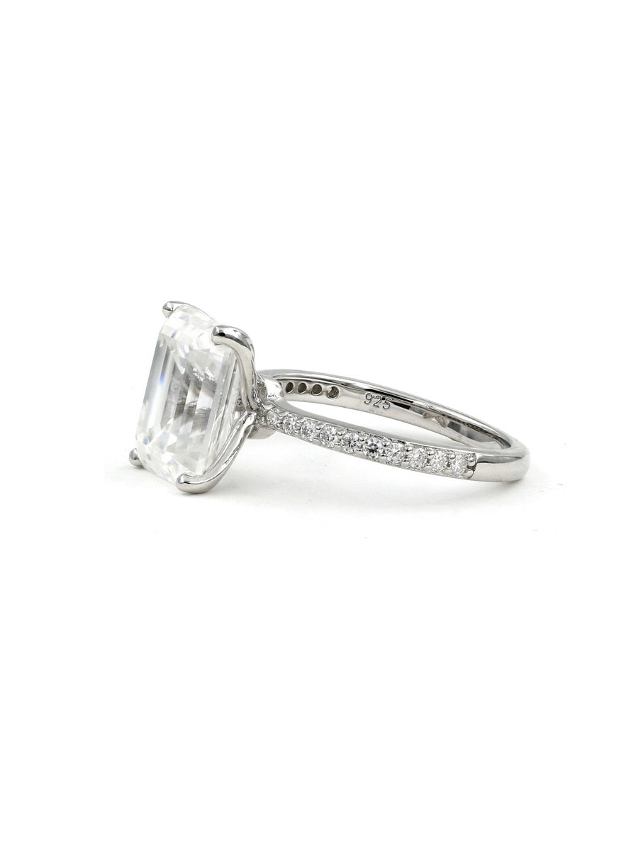 925 Silver 4.42Ctw. Moissanite Side-Stone Engagement Ring