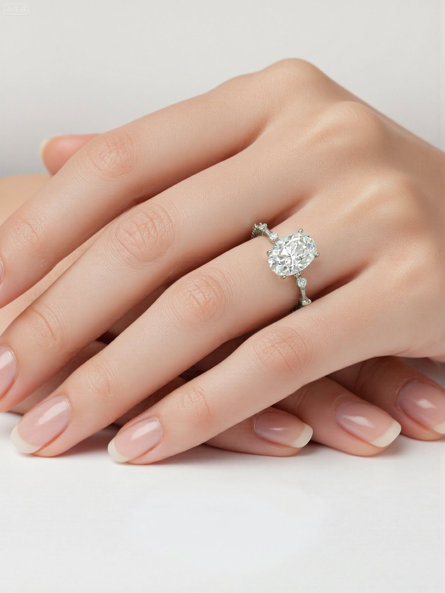 925 Silver 4.2Ctw. Moissanite Oval Cut Engagement Ring