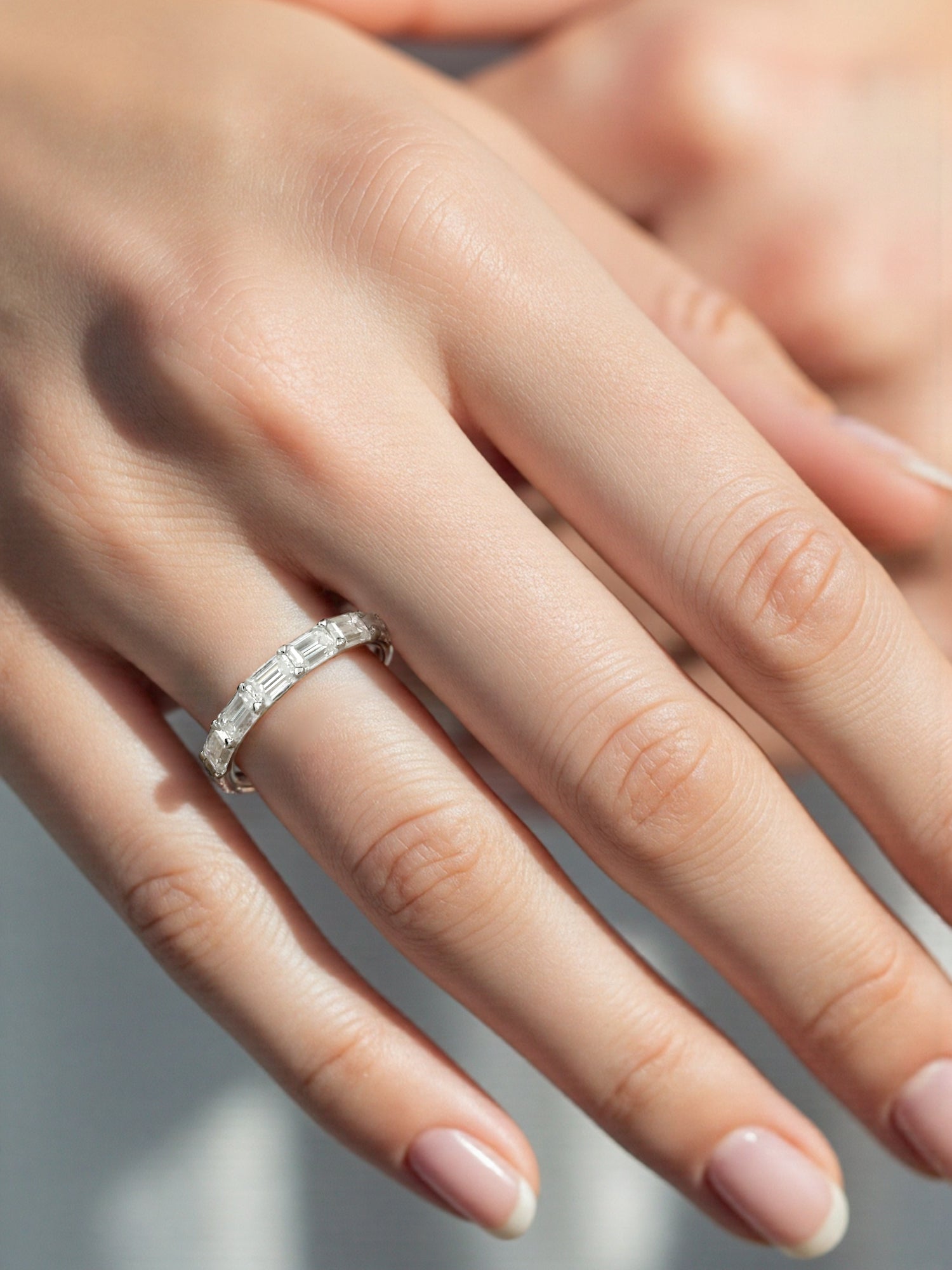 925 Silver 3Ctw. Moissanite Half Band Ring