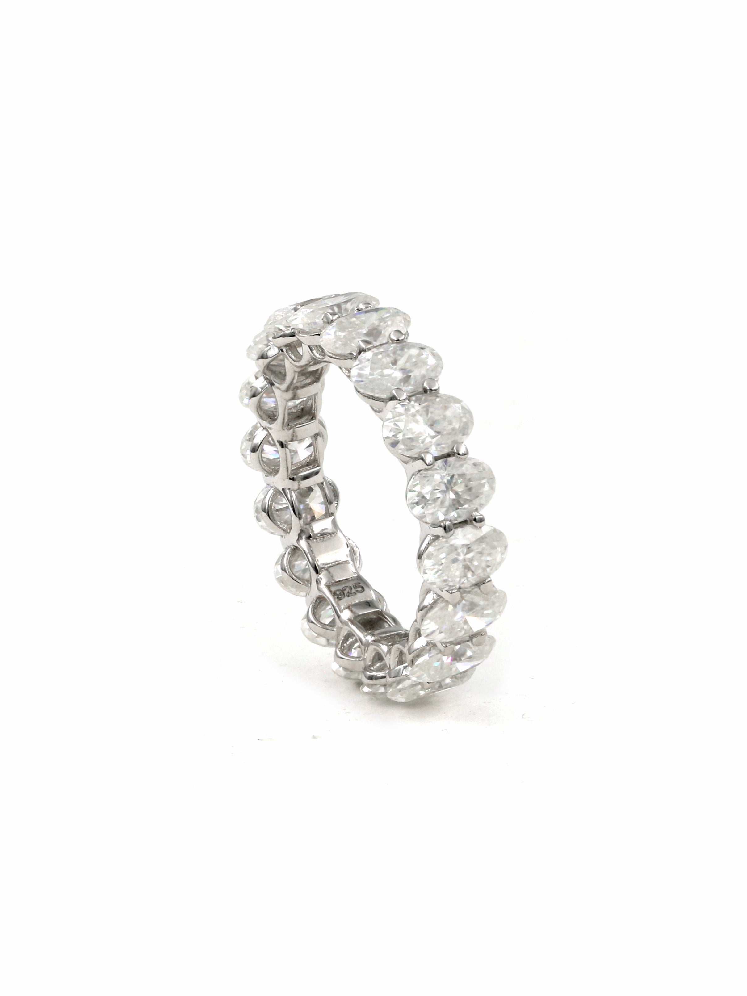 925 Sterling Silver 9CTW Oval Cut Moissanite Eternity Band Ring