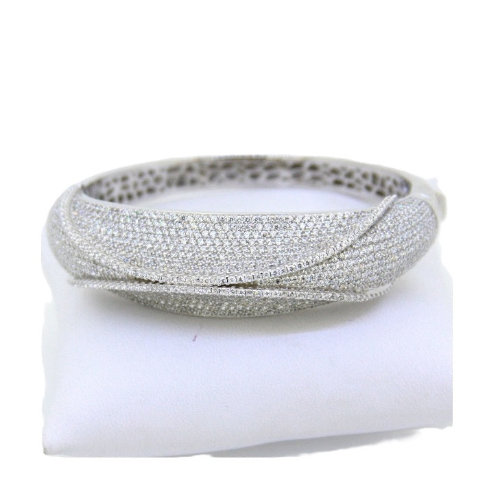 925 Sterling Silver CZ Pave Bangle Bracelet