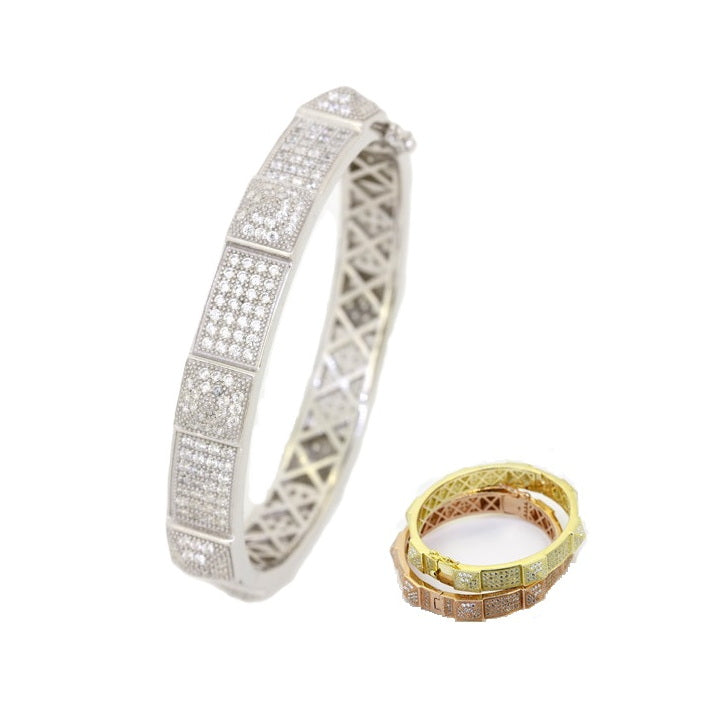 925 Sterling Silver White CZ Bangle