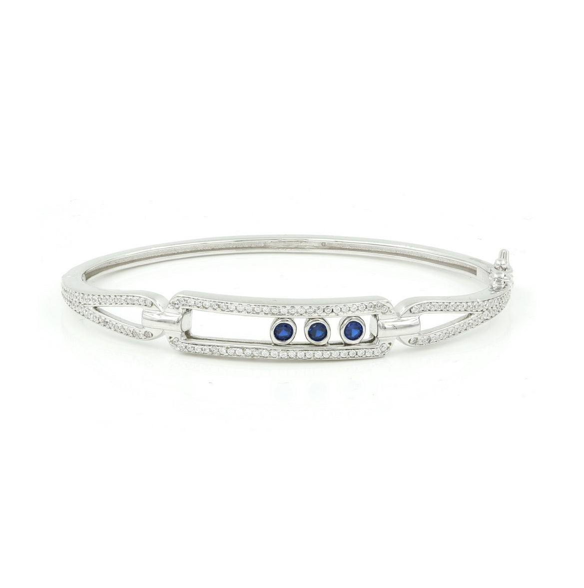 925 Sterling Silver Round CZ Bangle