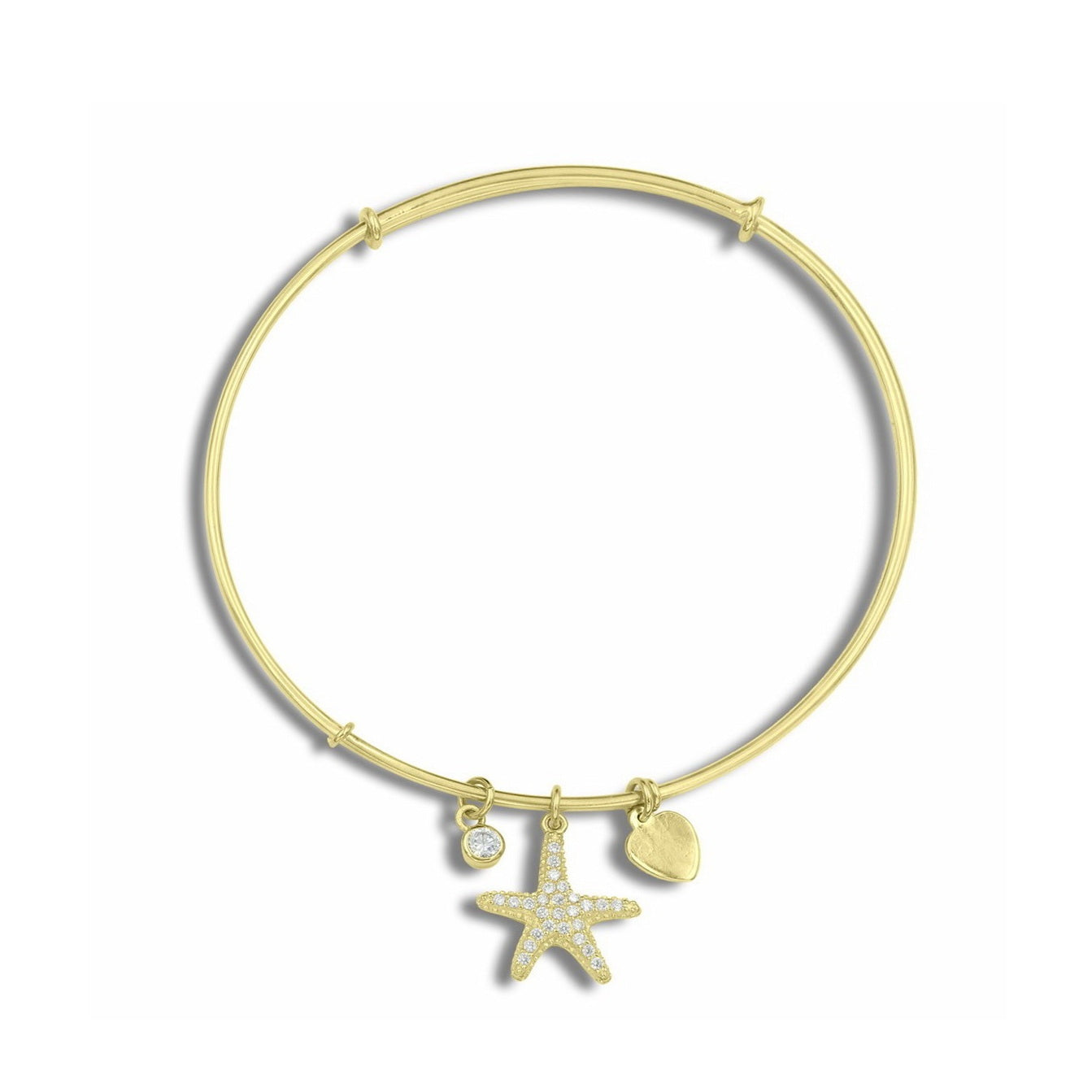 925 Sterling Silver Sea Star Charms Bangle