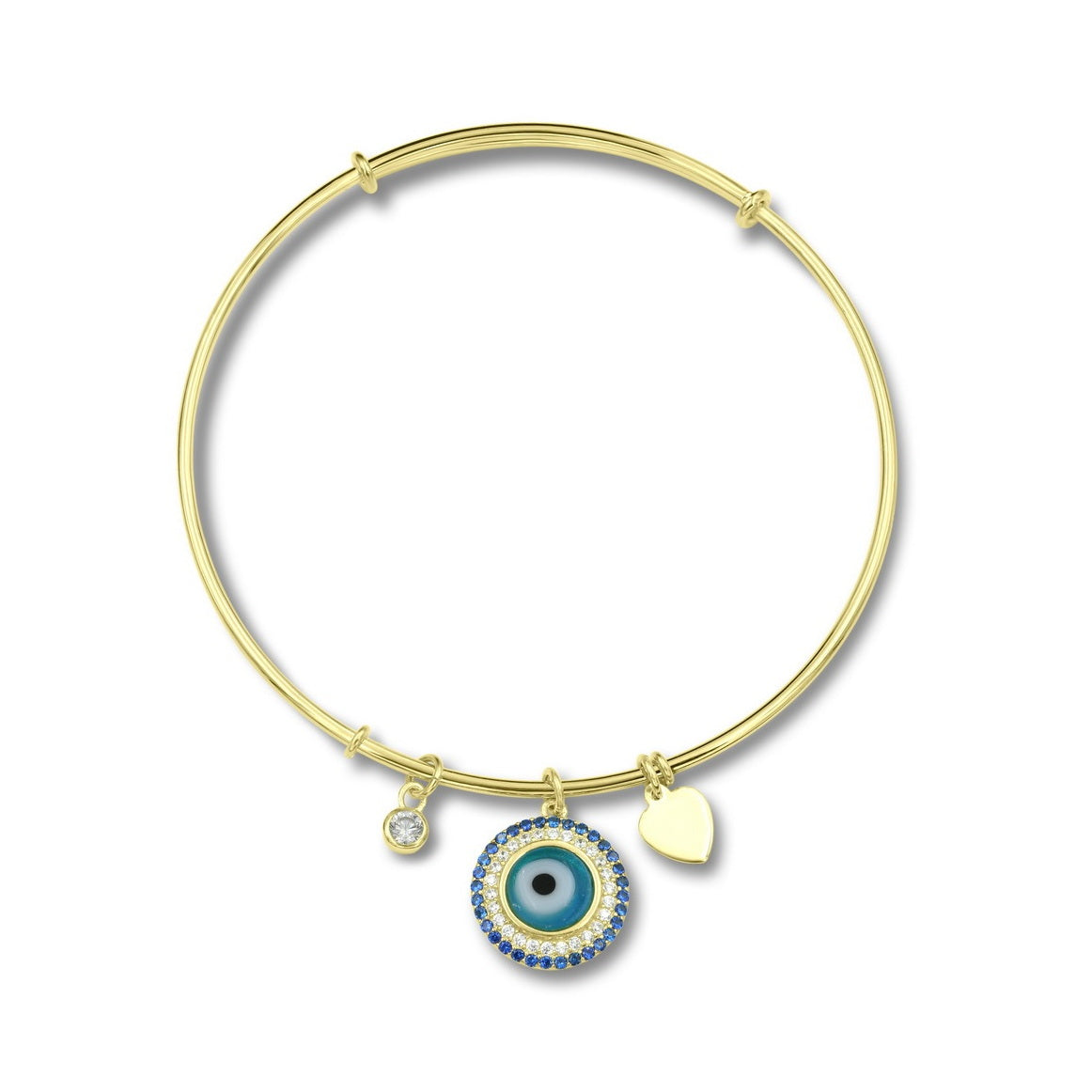 925 Sterling Silver Eye Charms Bangle