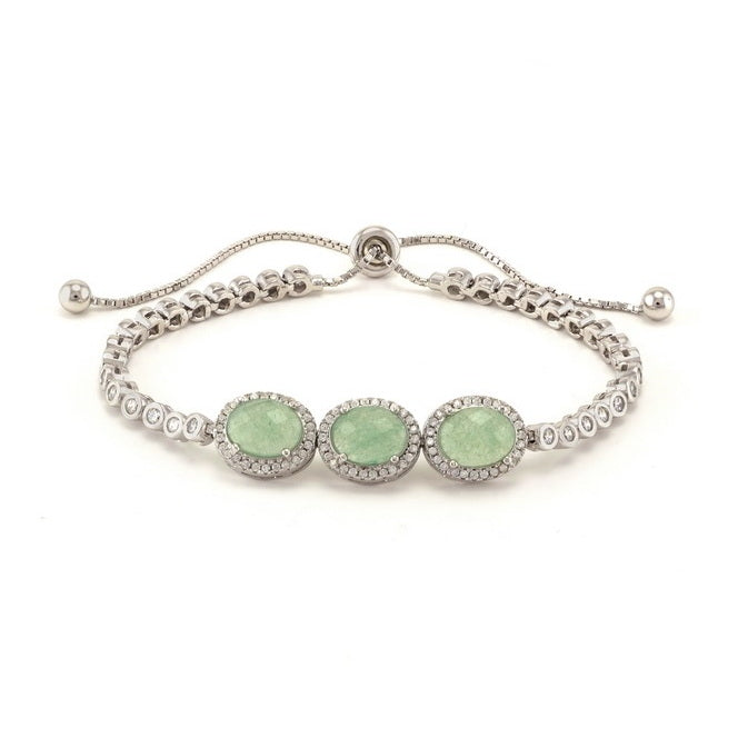 925 Sterling Silver Three Natural Stone Bracelet