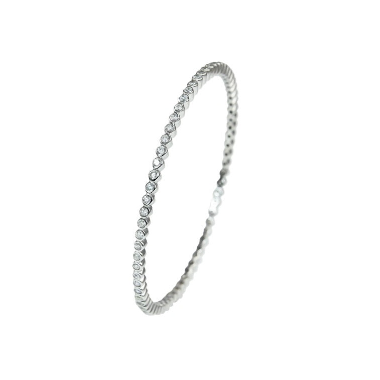 925 Sterling Silver Simple CZ Bangle