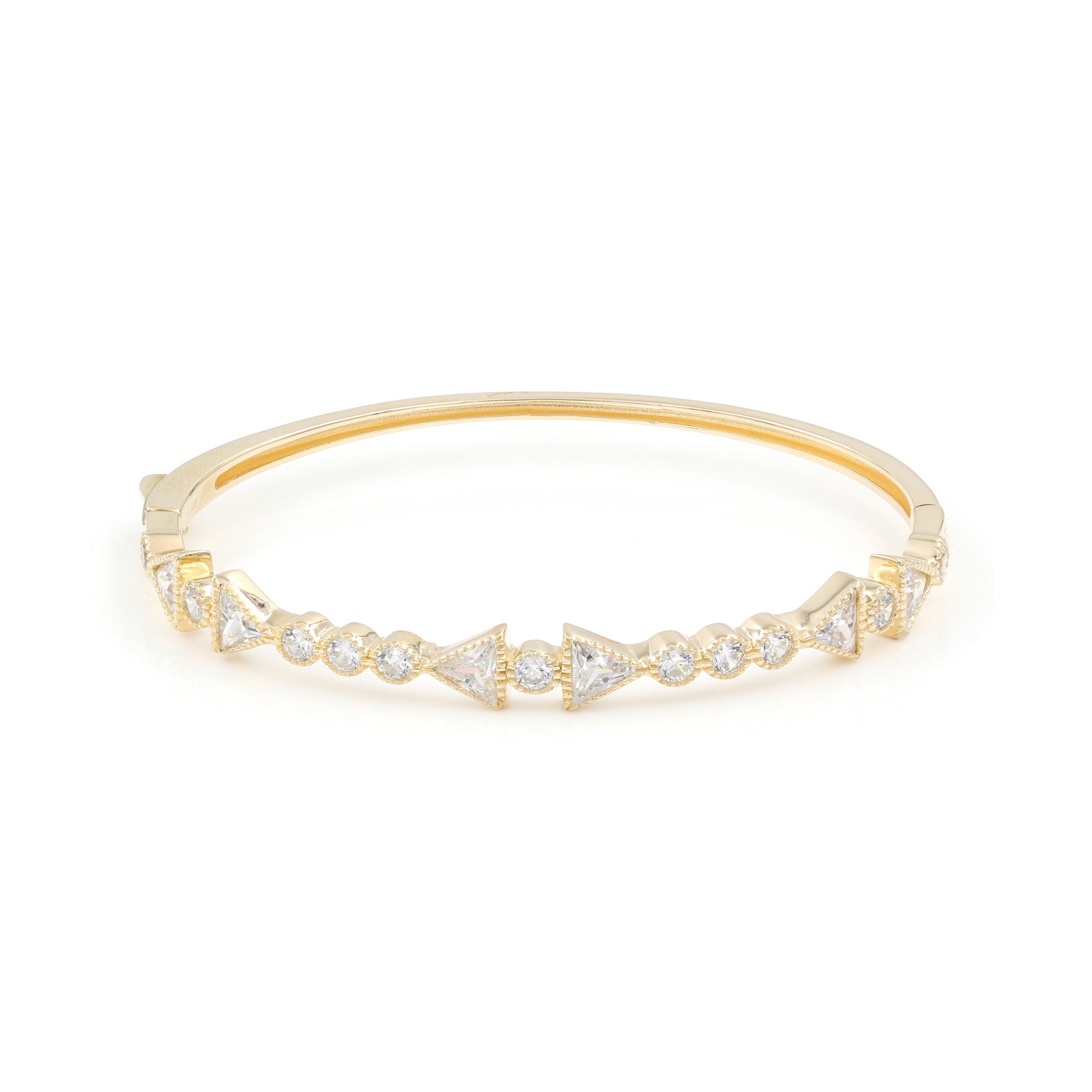 925 Silver Round & Triangle Cut CZ Bangle