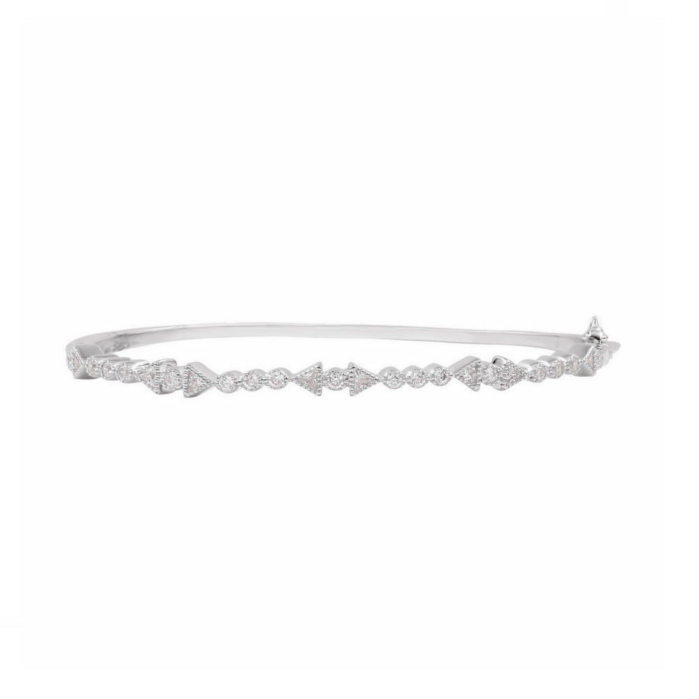 925 Silver Round & Triangle Cut CZ Bangle