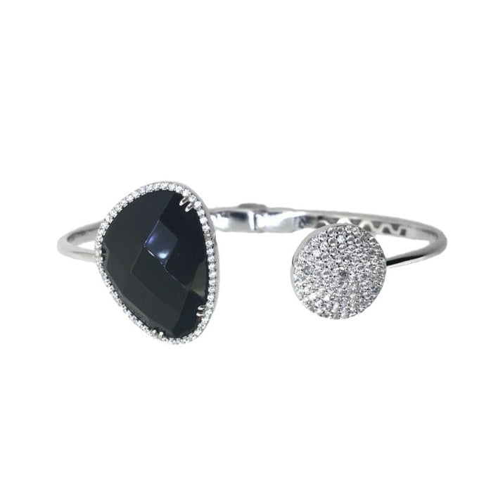 925 Silver Waterdrop Natural Stone Cuff Bangle