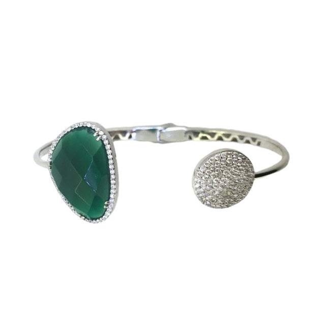 925 Silver Waterdrop Natural Stone Cuff Bangle