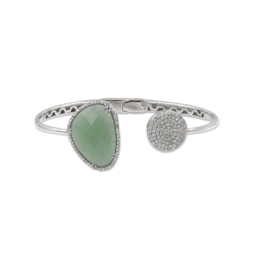 925 Silver Waterdrop Natural Stone Cuff Bangle