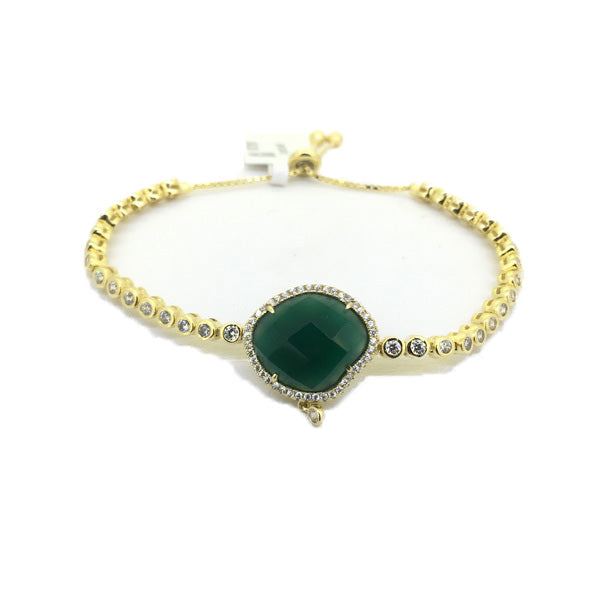 Natural stone CZ Bolo Bracelet