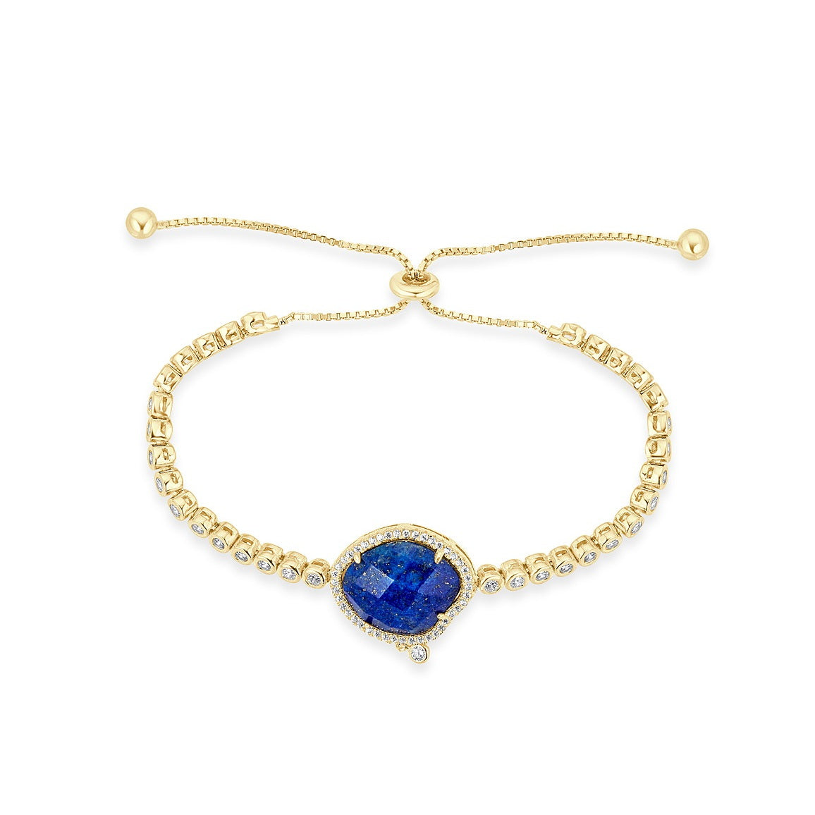 Natural stone CZ Bolo Bracelet