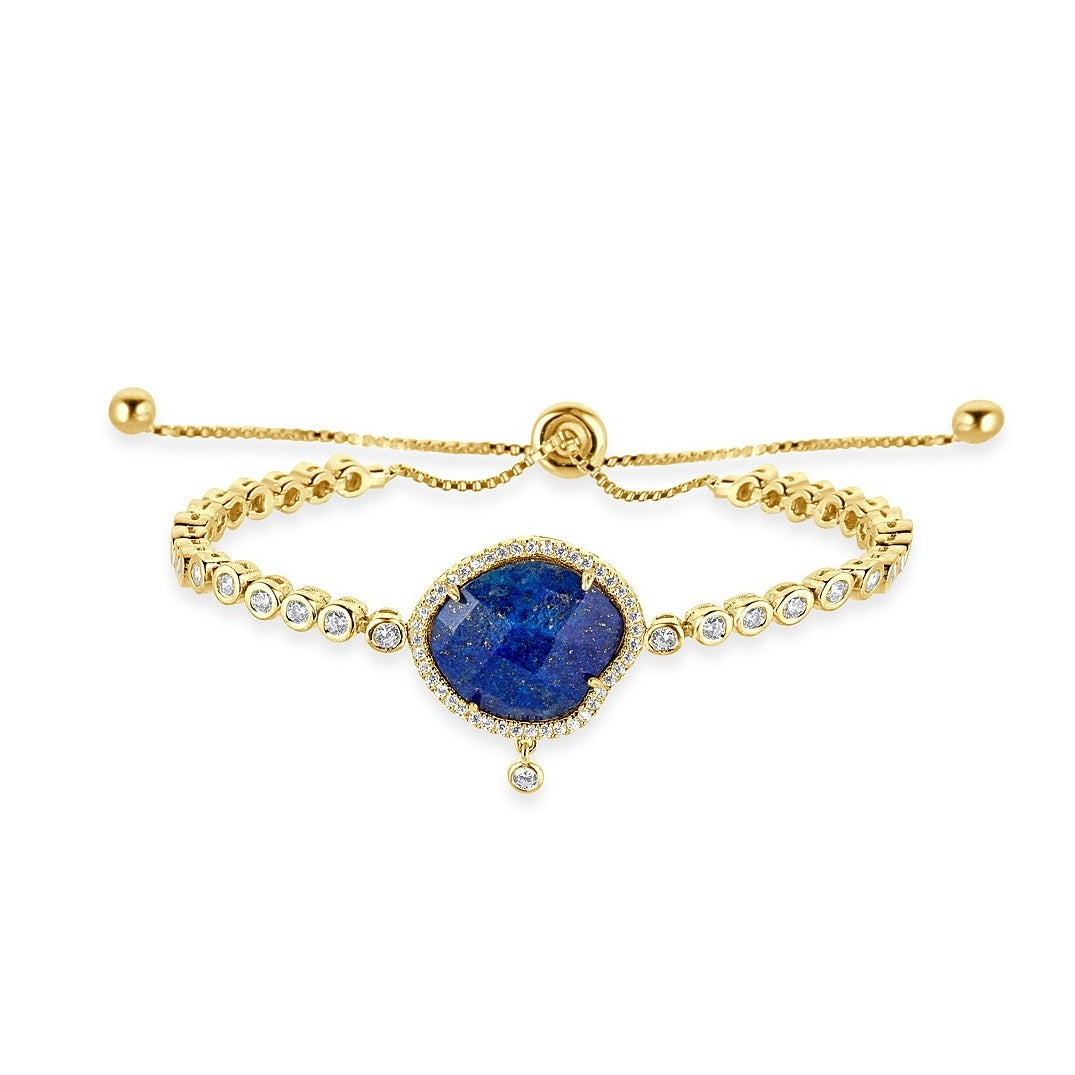 Natural stone CZ Bolo Bracelet