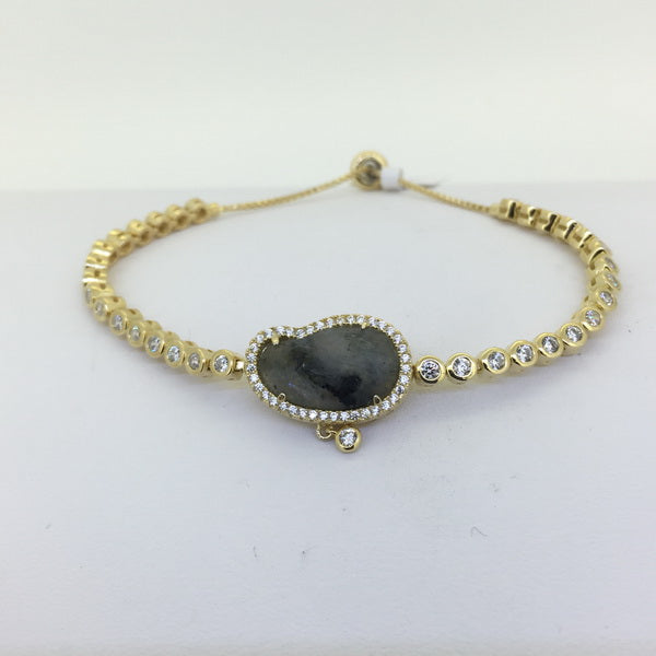 Natural Stone CZ Adjustable Bolo Bracelet