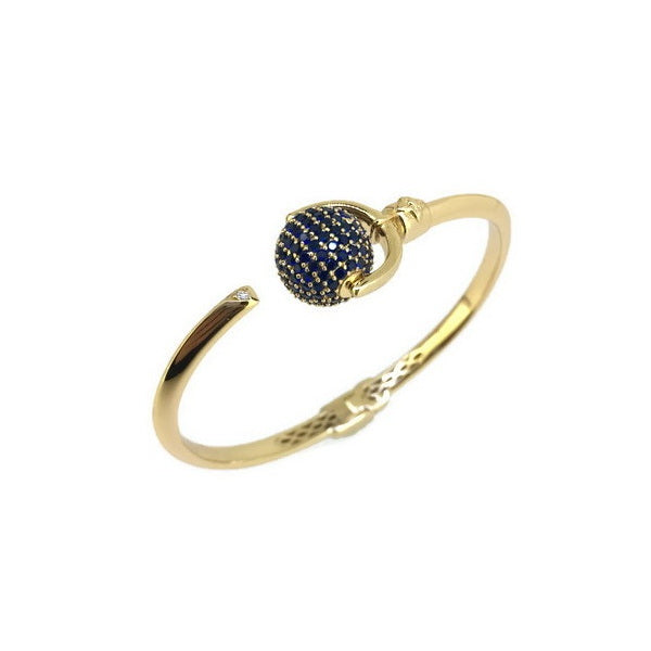 CZ Micro Pave Spinner Ball Cuff Bangle