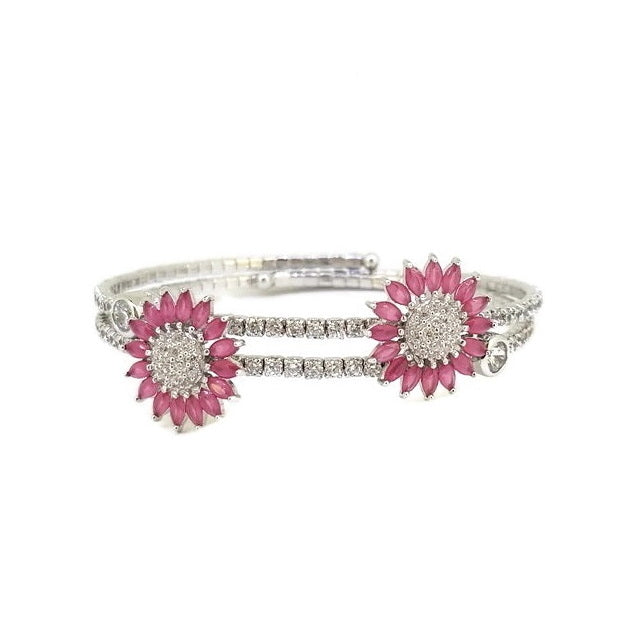 925 Sterling Silver Flower Stretchable Bracelet