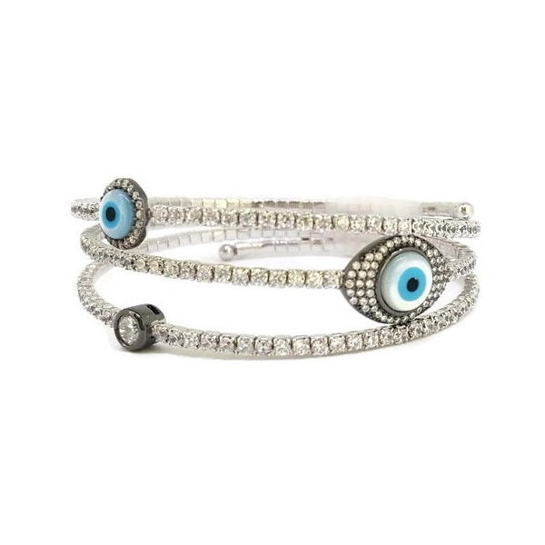 925 Sterling Silver Evil Eye Stretchable Bracelet