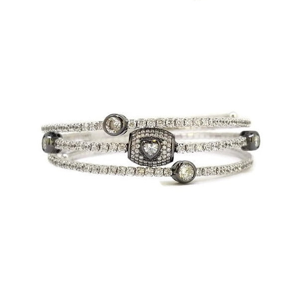 925 Sterling Silver Heart CZ Stretchable Bracelet