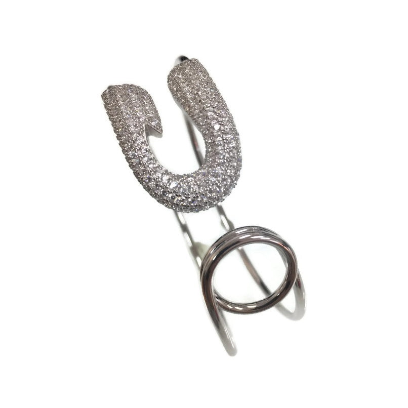 925 Sterling Silver CZ Pin Cuff Bangle