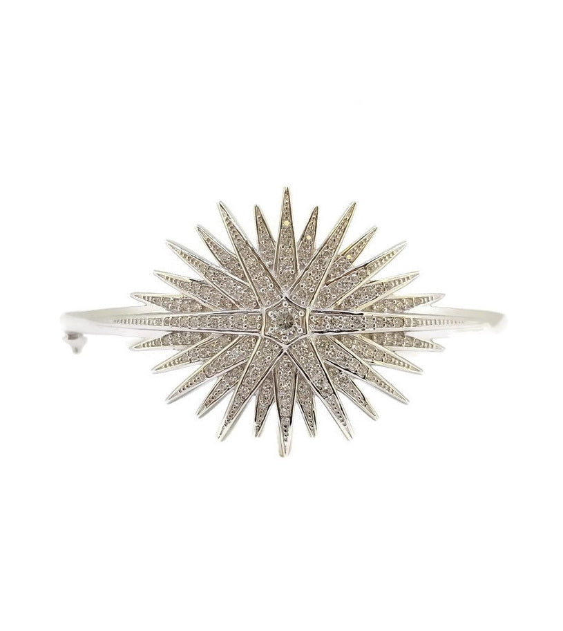 925 Sterling Silver Large Starburst Bangle