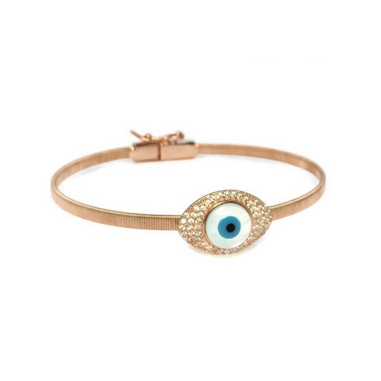 925 Silver Evil Eye Wire Stretchable Bracelet