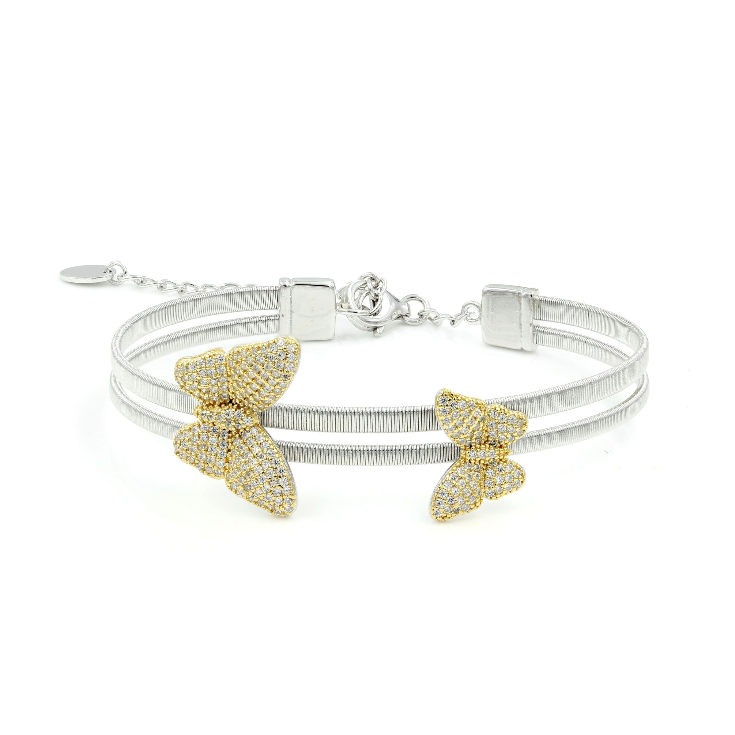 925 Silver Butterfly CZ Stretchable Bracelet