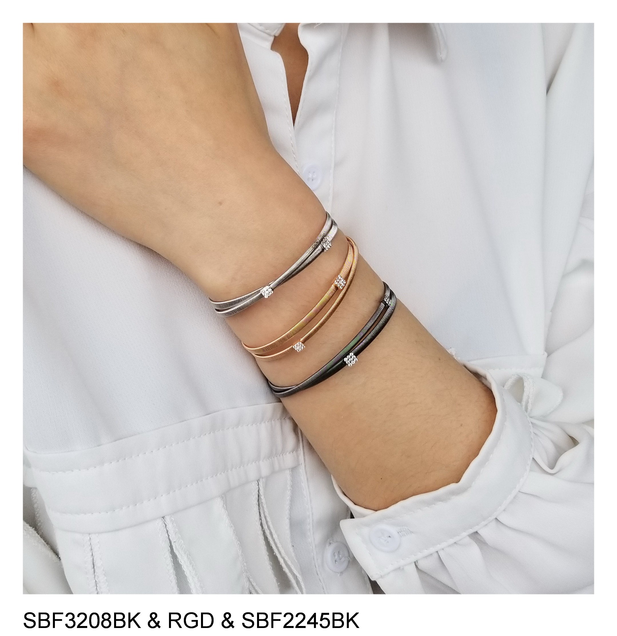 925 Silver Double Row Stretchable Bracelet