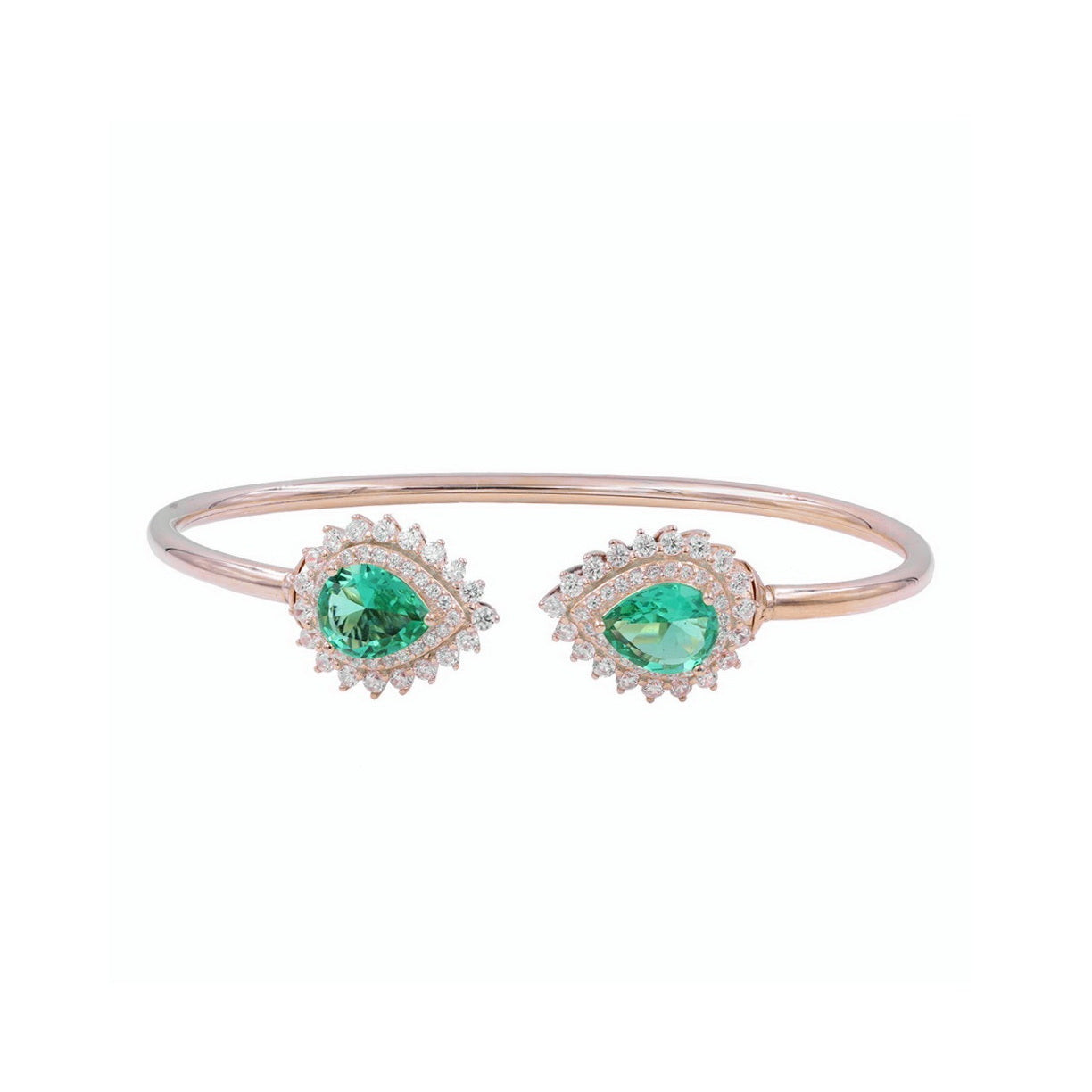 925 Sterling Silver Green CZ Cuff Bangle