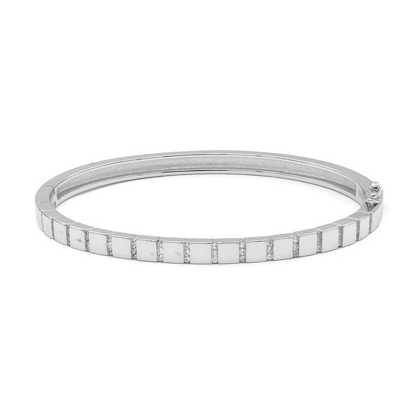 925 Sterling Silver CZ Cube Bangle