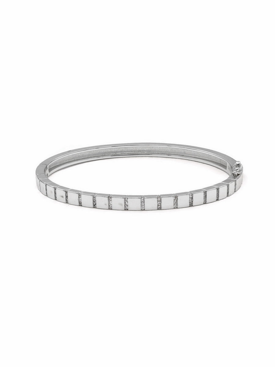 925 Sterling Silver CZ Cube Bangle