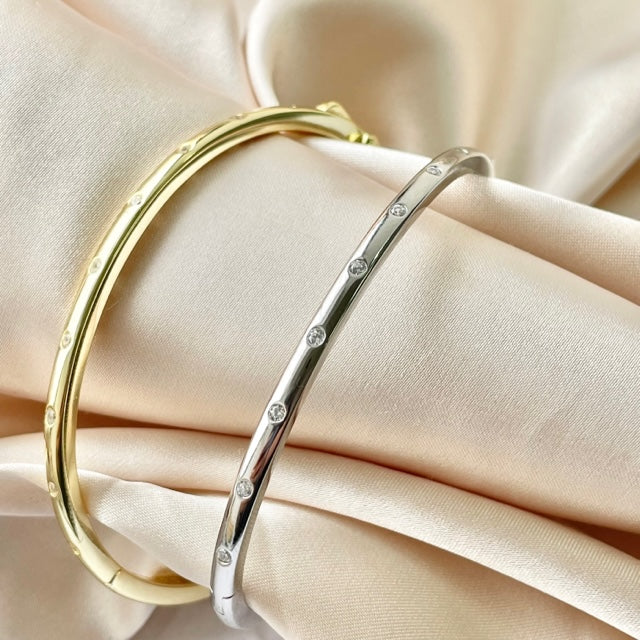 925 Sterling Silver Flush Set CZ Bangle