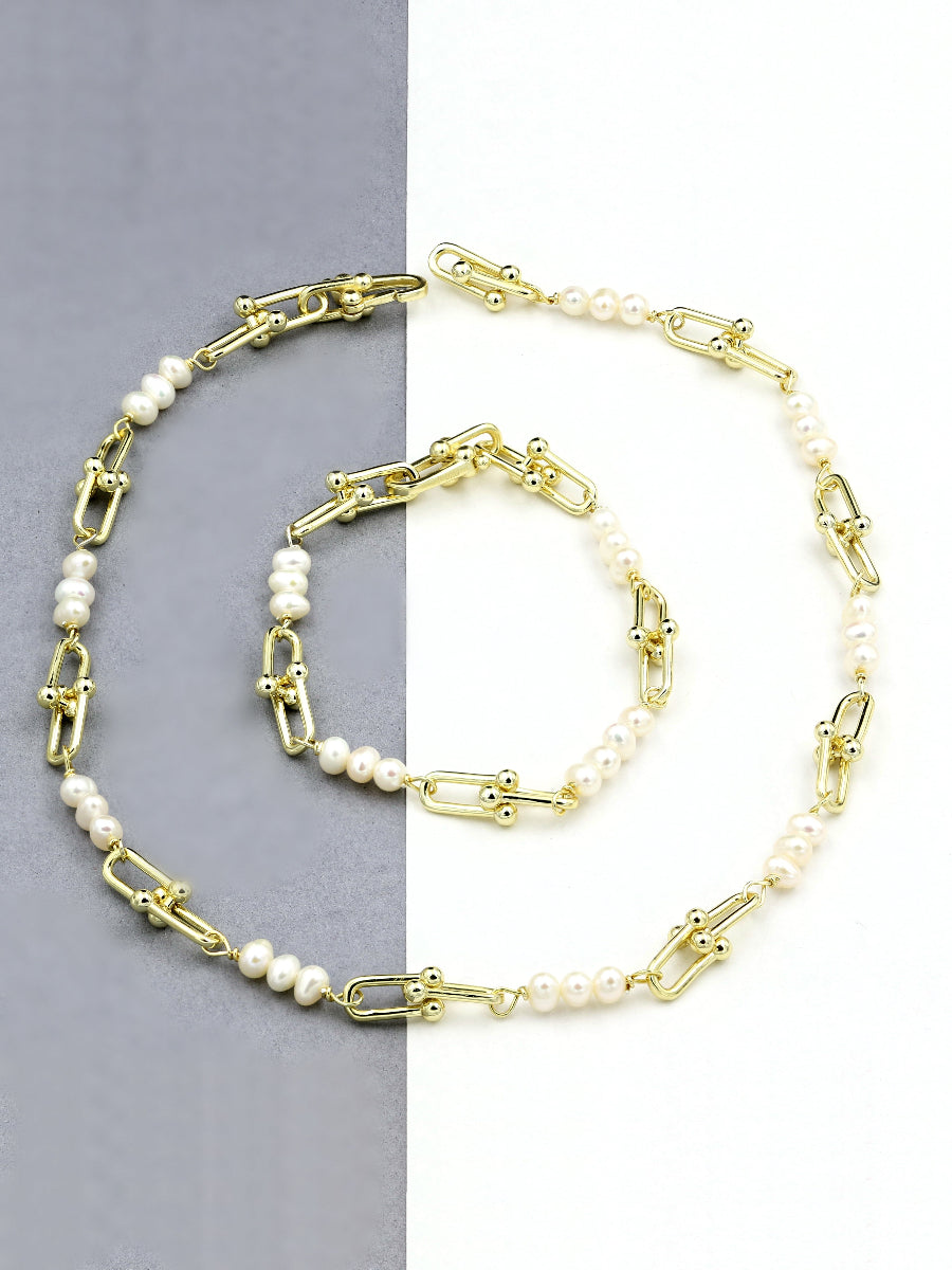 925 Silver 5mm Fresh Water Pearl Link Bracelet