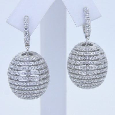 925 Sterling Silver Beehive Drop Earrings