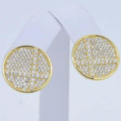 925 Sterling Silver Round CZ Pave Studs Earrings