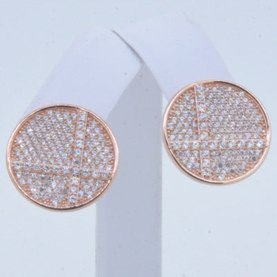 925 Sterling Silver Round CZ Pave Studs Earrings