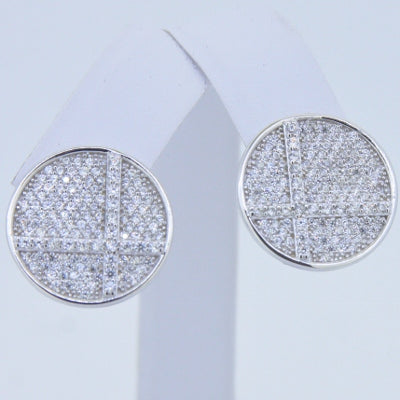 925 Sterling Silver Round CZ Pave Studs Earrings