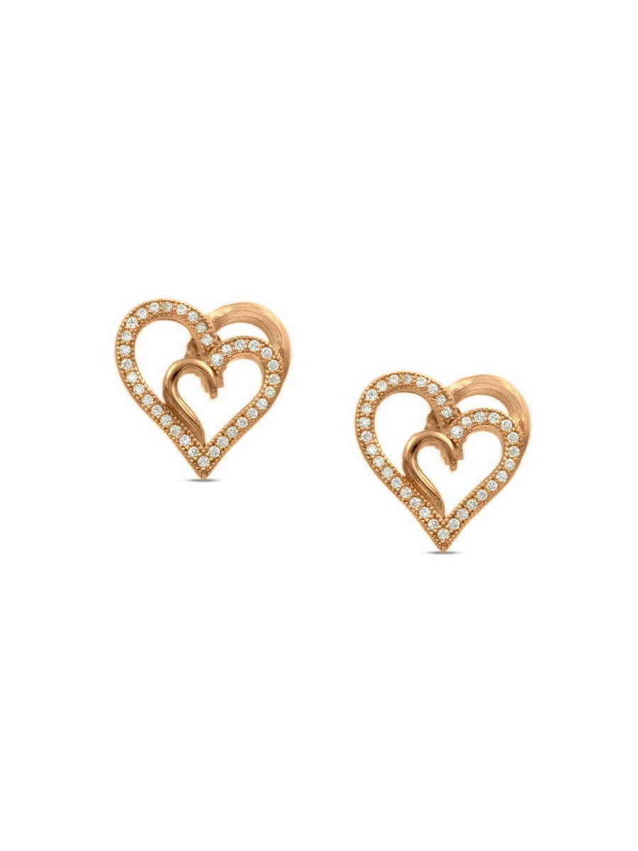 925 Sterling Silver CZ Pave Heart studs Earrings