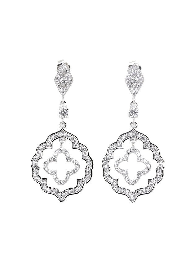 925 Sterling Silver Trellis Filigree Drop Dangle Earrings